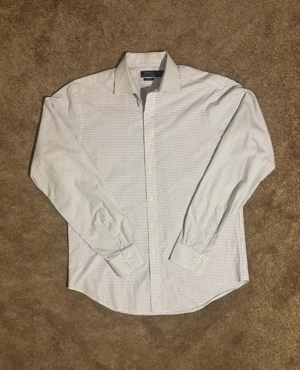 Polo Ralph Lauren Mens L 16.5 36/37 Classic Fit White Check Button Down Shirt